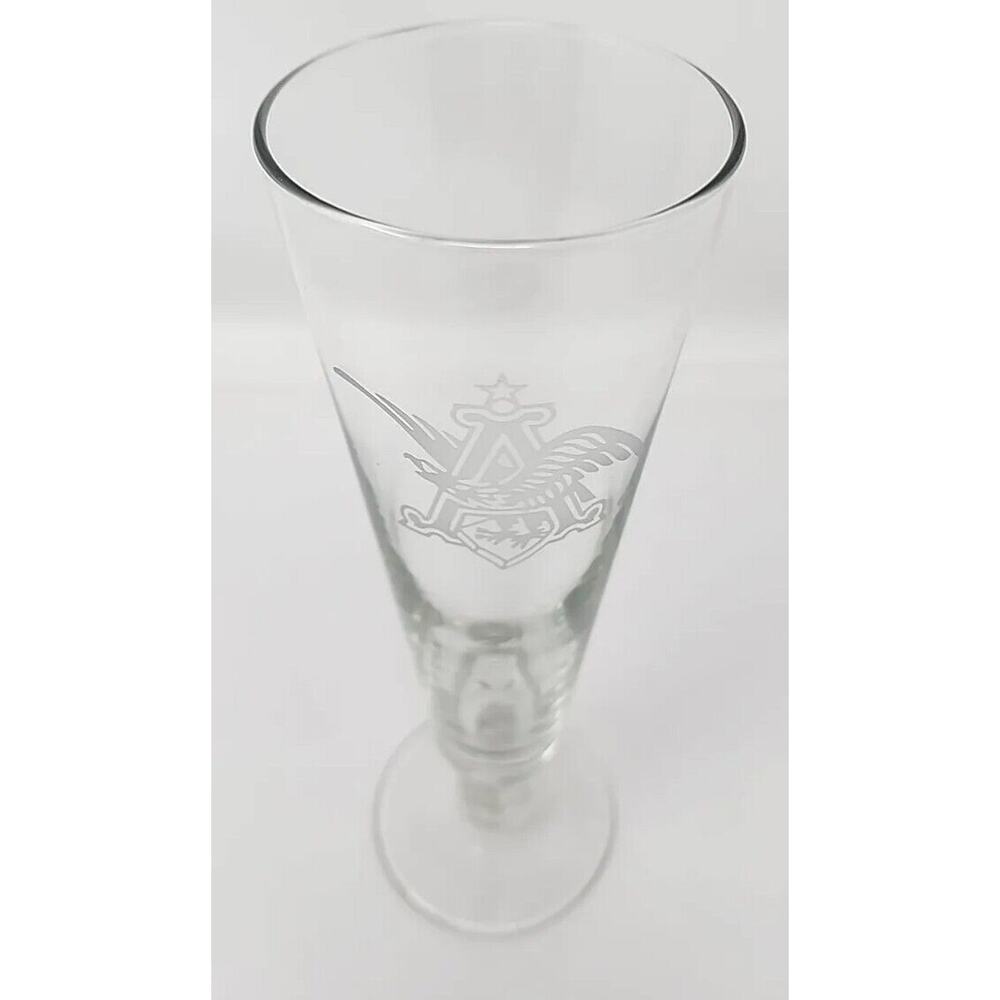 Rare Anheuser Busch Logo Etch Beer Pilsner Glass Barware Man Cave 12oz U94